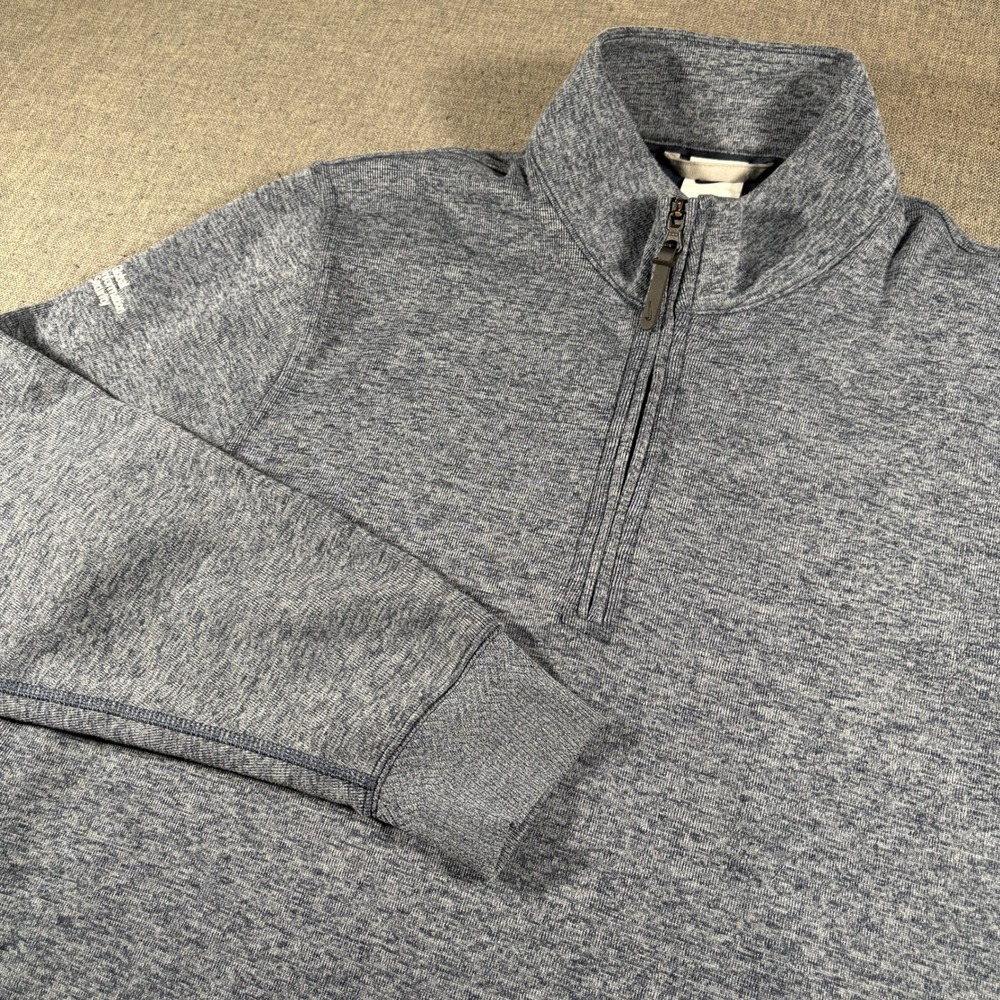 Nike Sportswear Club 1/4 Zip Pullover Men L Blue Heathered Long Sleeve Mock Neck